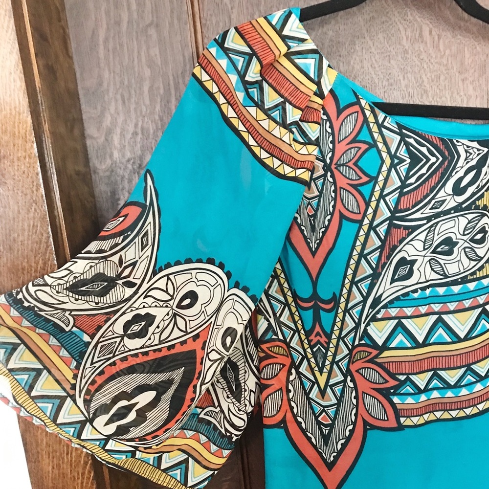 Fun colorful one sleeve dress